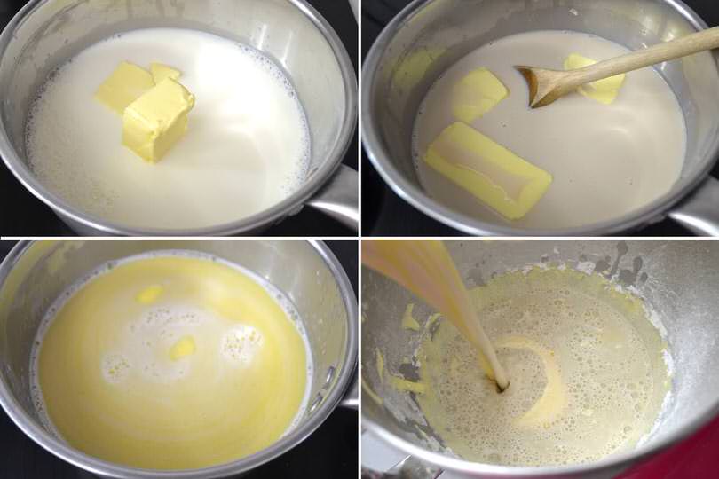 4 add milk and butter