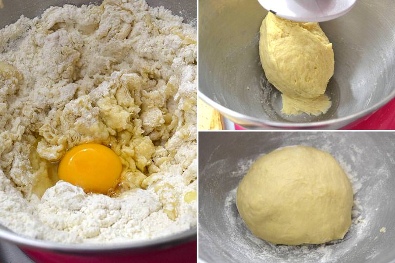 3 add eggs and knead