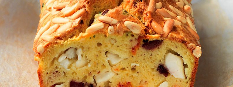 Greek plum cake recipe with feta and olives