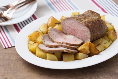 Baked roast veal with potatoes