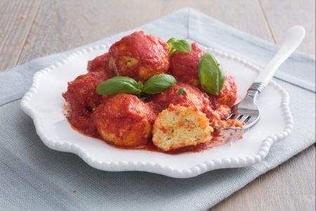 Ricotta meatballs with sauce
