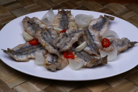 Marinated fried anchovies