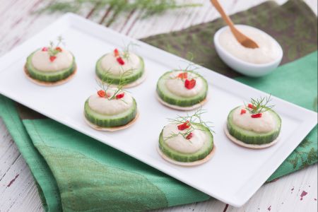 Cucumber and hummus finger food