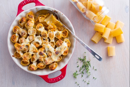 Paccheri stuffed with sausage and mushrooms