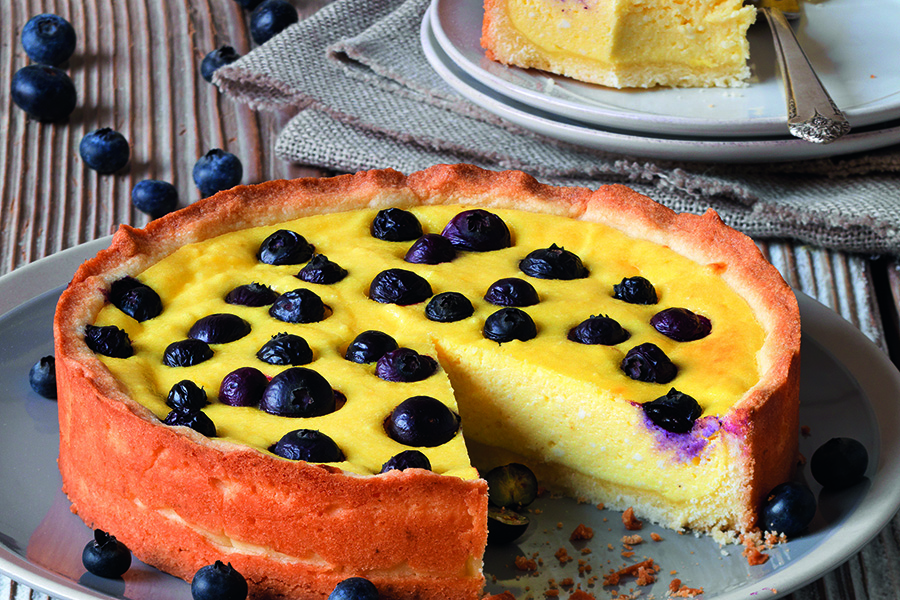 Ricotta cake with blueberries