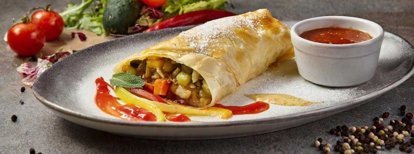 A vegetarian delight for the palate: savory strudel