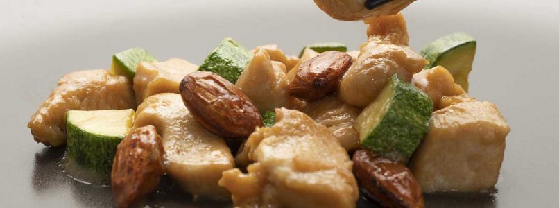 Almond chicken with courgettes