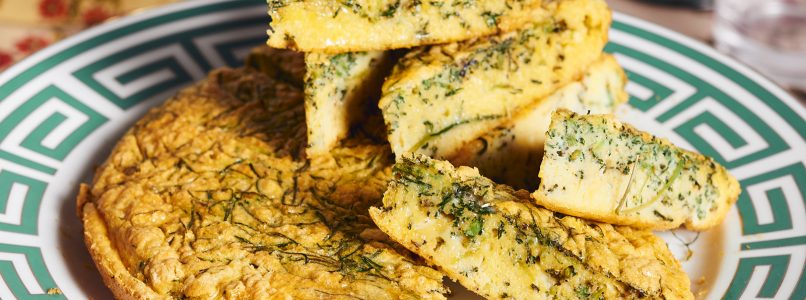 Baked omelette recipe with agretti