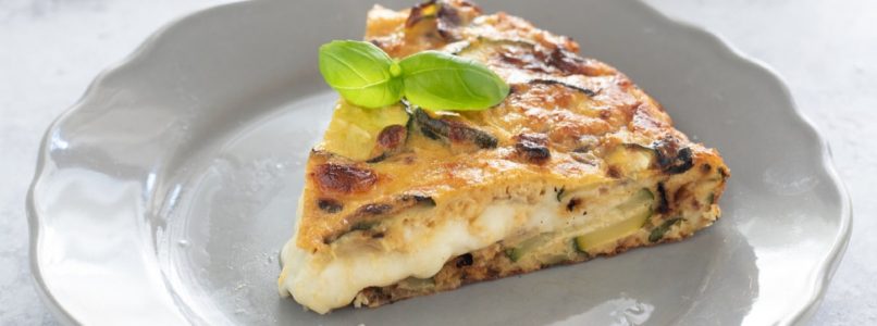 Baked stuffed courgette omelette, stringy and super light
