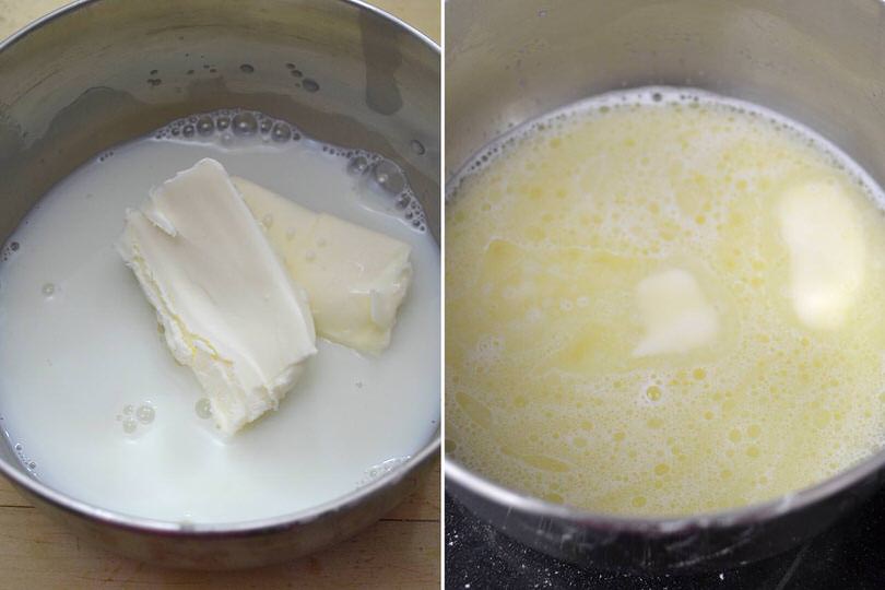 1 melt butter and milk