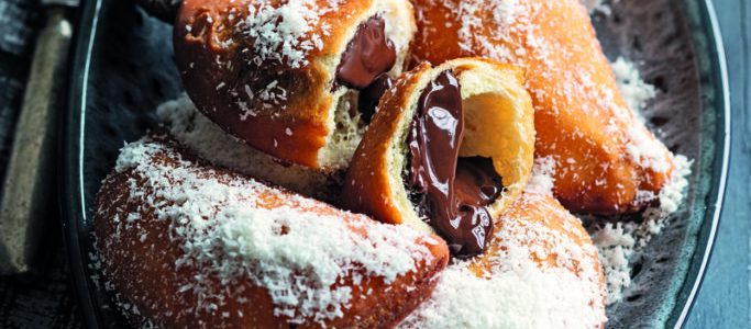 Coconut and chocolate crescents