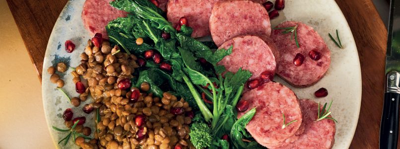 Cotechino recipe with lentils and turnip greens