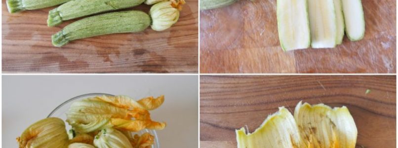 »Courgette and raw flowers parmigiana