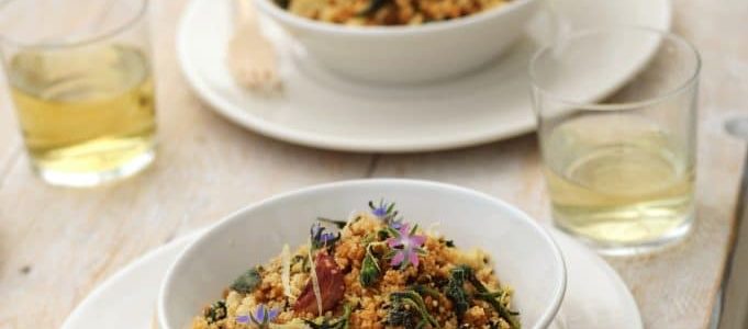 Couscous with lentils, borage and nettles