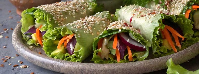 Delicacy and flavors at the table with vegetable rolls