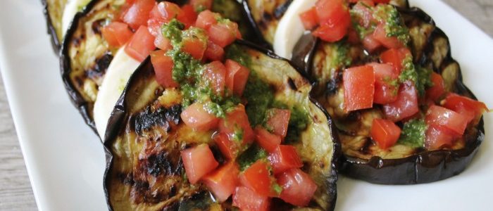Eggplant with provola, basil and cherry tomatoes