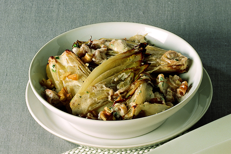 Belgian endive braised with walnuts