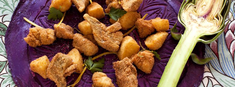 Fried artichokes with sweetbreads and apples recipe