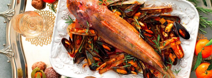 Gallinella Recipe in mussels and razor clams stew