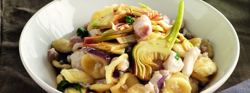 Orecchiette recipe with cod and artichokes