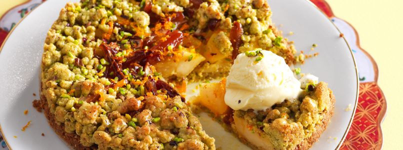 Pistachio Crumble Recipe with Dates and Apples
