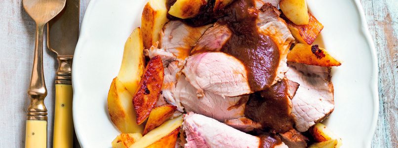 Pork loin with plums and potatoes recipe