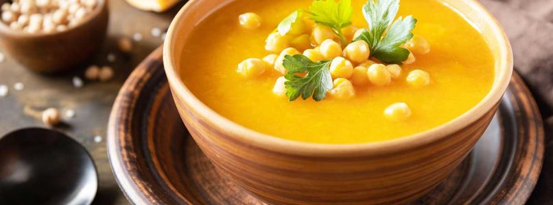 Pumpkin and chickpea soup, a vegan winter delight