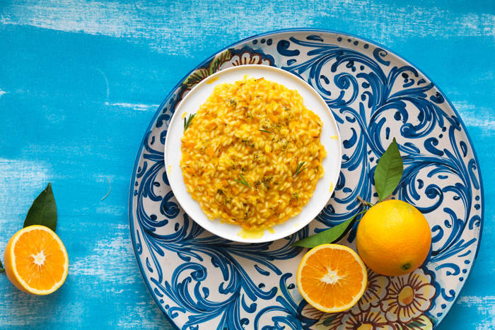 Risotto with orange and pumpkin.