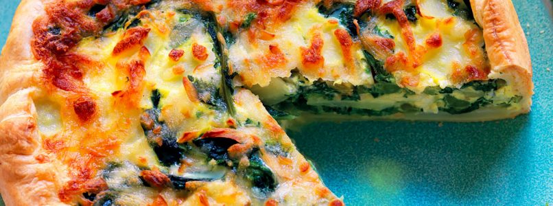 Quiche recipe with potatoes and turnip greens