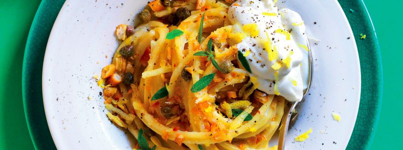 Recipe Bucatini with ricotta, lemon and capers