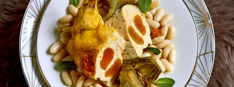 Recipe Chicken breast stuffed with apricots with artichokes and cannellini beans