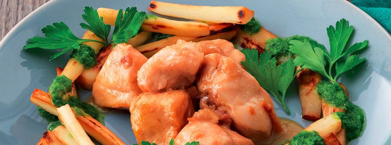 Recipe Chicken cooked in beer with parsnip sticks