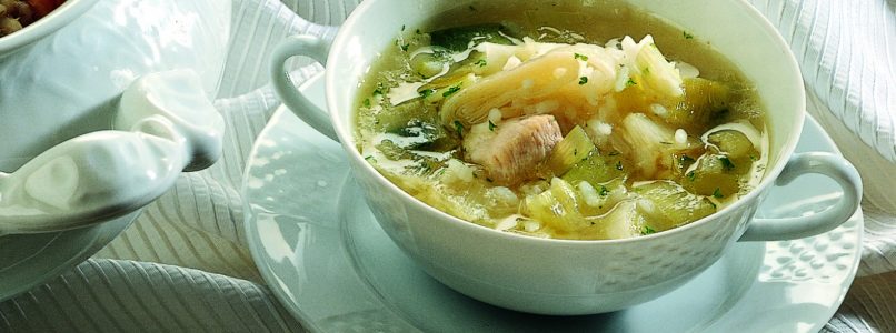 Recipe Chicken soup with rice and leeks