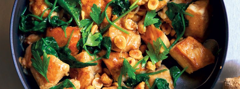 Recipe Chicken with ginger with hazelnuts and spinach