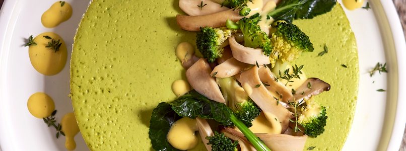 Recipe Flan with broccoli, mushrooms and eggnog with thyme