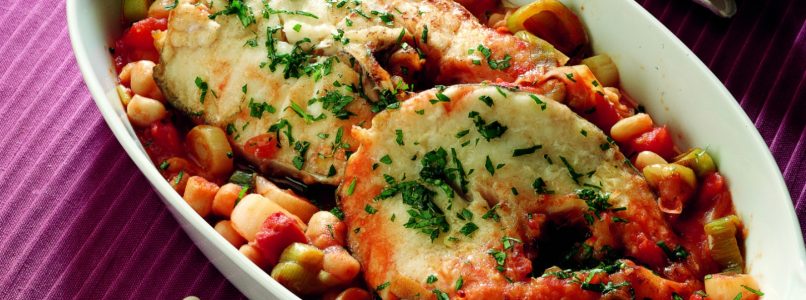 Recipe Fresh cod with cannellini beans and tomato