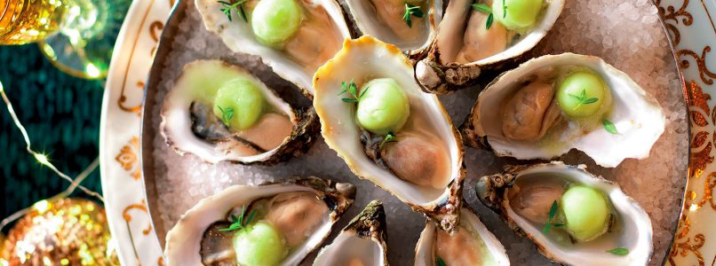 Recipe Gin oysters with apple sorbet, the New Year's appetizer