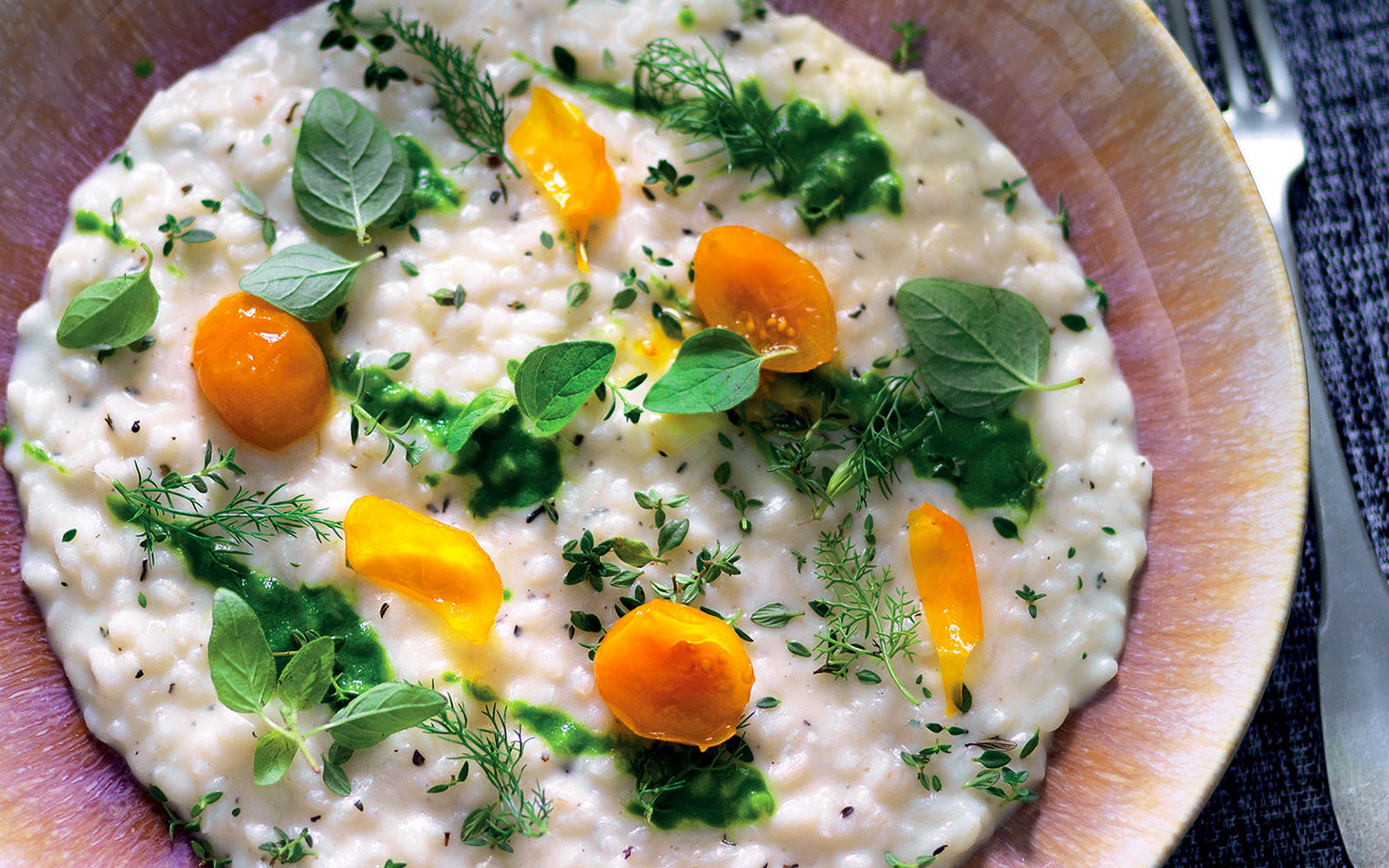 Recipe Herbal risotto with cream of turnip tops
