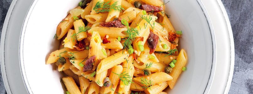 Recipe Mezze penne with lemon, mustard and anchovies