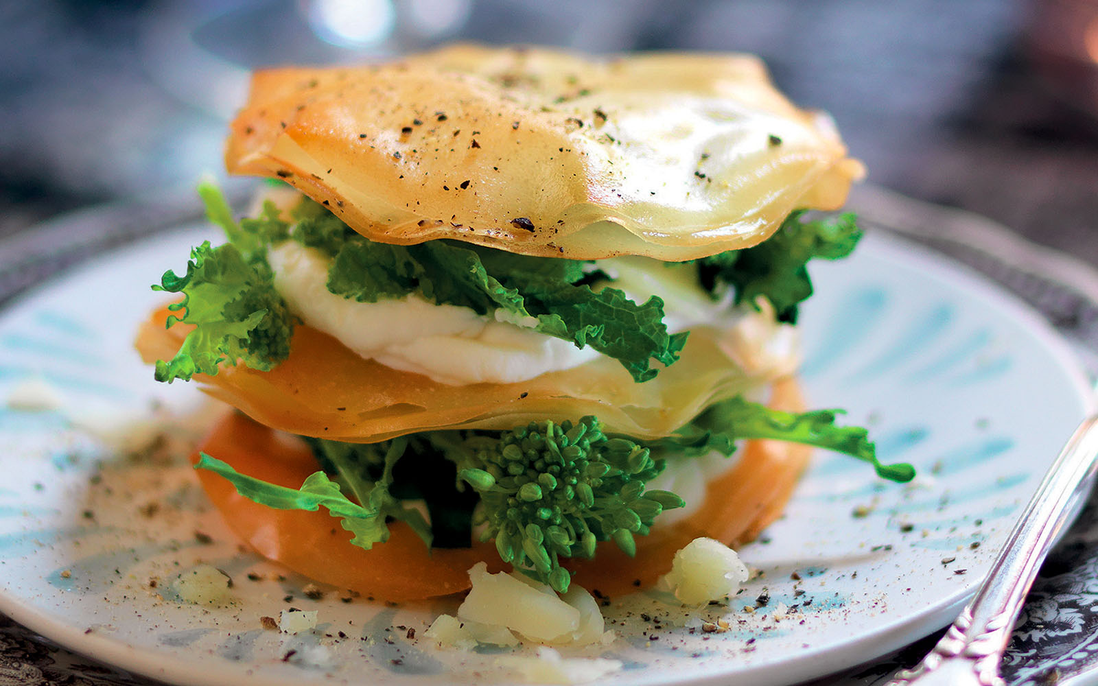 Recipe Millefeuille with buffalo ricotta and broccoli