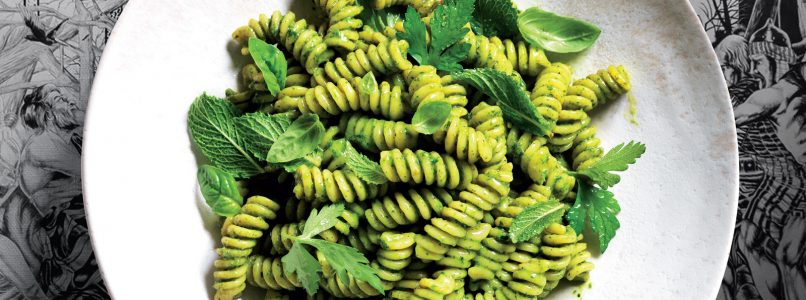 Recipe Pasta with mint pesto and bread crumbs