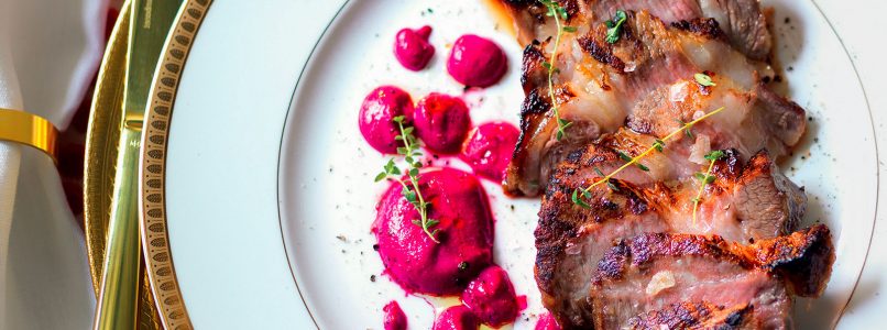 Recipe Pork steaks with beetroot mayonnaise