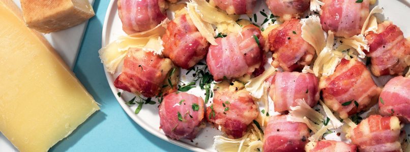 Recipe Potato bites and Piave in bacon