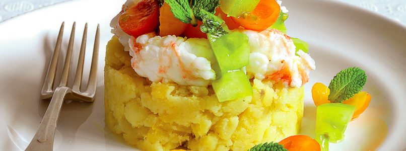 Recipe Scampi with potatoes and cherry tomatoes