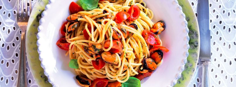Recipe Spaghettoni, mussels and cherry tomatoes