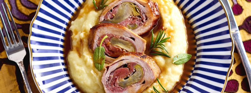 Recipe Spinach of veal stuffed with artichokes with velvety leeks