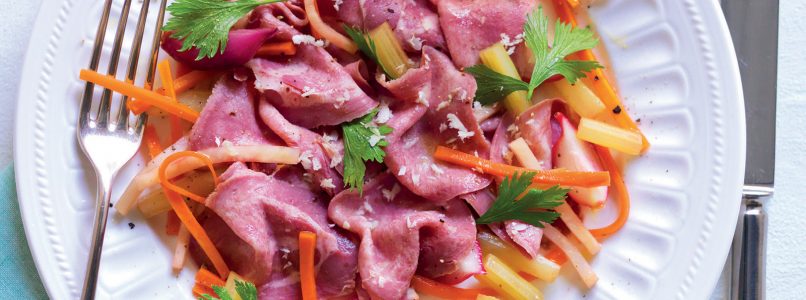 Recipe Thinly sliced ​​corned tongue and sweet and sour vegetables