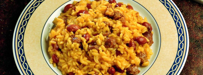 Recipe Yellow risotto with sausage and beans