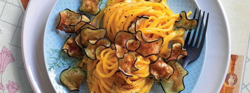 Recipe Yellow spaghetti and eggplant