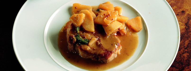 Recipe of pork loin glazed with rennet apple